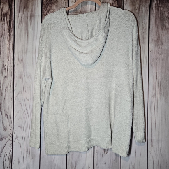 American Eagle Outfitters Cream V-Neck Hooded Sweater Size Small - Picture 3 of 8